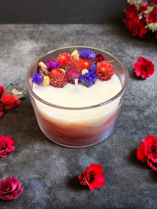 Bougie fleurs séchées